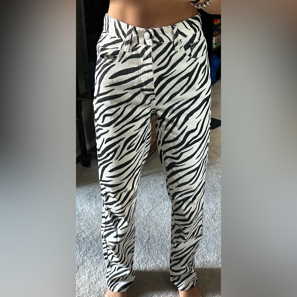 Zebra patterned PacSun dad jeans